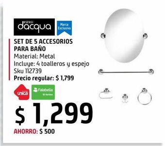Sodimac Homecenter Set de 5 accesorios con espejo cromado oferta