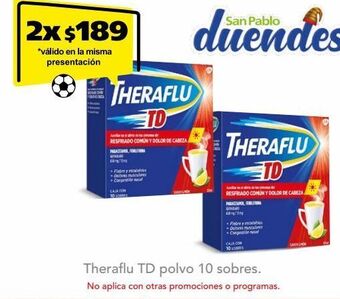 Farmacia San Pablo Theraflu td resfriado común y dolor de cabeza oferta