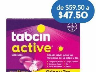 Farmacia San Pablo Tabcin active día alivio para las molestias de la gripe y tos 12 cápsulas oferta