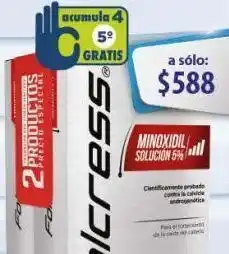 Farmacia San Pablo Folcress solución anticaída minoxidil 5% 2 frascos con 60ml c/u 2 piezas oferta