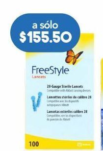 Farmacia San Pablo Freestyle lancetas estériles calibre 28 100 piezas oferta