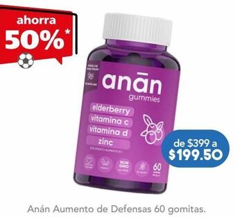 Farmacia San Pablo Anan suplemento alimenticio gomitas con elderberry, zinc, vitamina c y d 60 piezas oferta