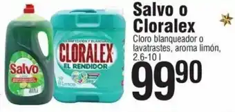 Salvo o Cloralex Cloro blanqueador o lavatrastes aroma limón 2.6-10L
