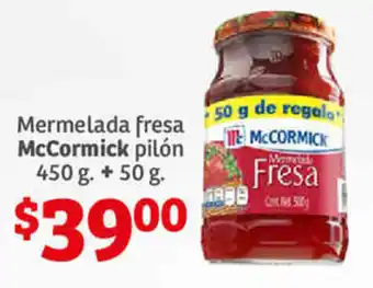 Soriana Híper Mermelada fresa McCormick pilón 450g + 50g oferta