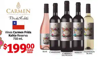 Soriana Híper Vinos Carmen Frida Khalo Reserva 750ml cada uno oferta