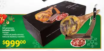 Soriana Híper Kit Jamonero Loriente 1978 -Paleta de Jamón Serrano, Tabla de Madera y Cuchillo oferta