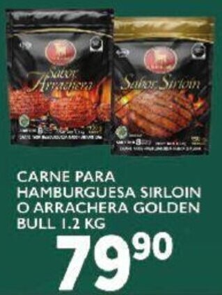 Alsuper Carne para Hamburguesa Sirloin o Arrachera Golden Bull 1,2kg oferta