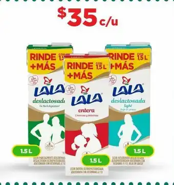 Bodega Aurrerá Leche entera, deslactosada o deslactosada light lala 1,5l oferta