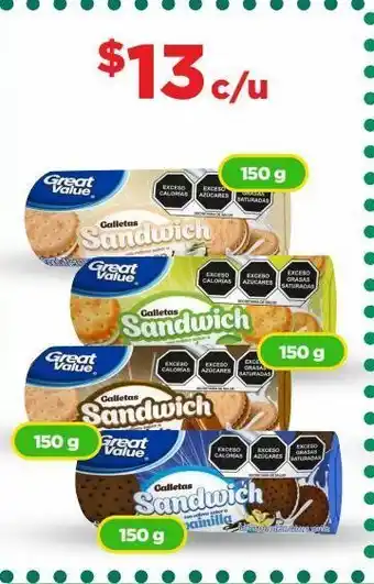 Bodega Aurrerá Galletas great value sandwich 150g oferta