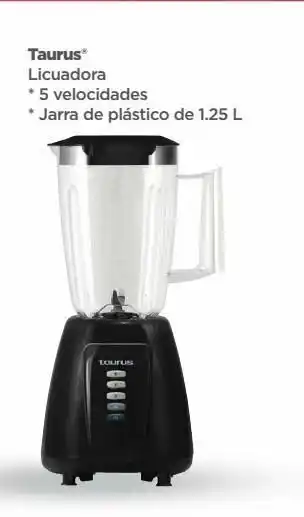 Bodega Aurrerá Taurus licuadora * 5 velocidades * jarra de plástico de 1.25 l oferta