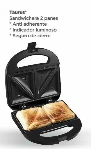 Bodega Aurrerá Taurus sandwichera 2 panes * anti adherente * indicador luminoso * seguro de cierre oferta