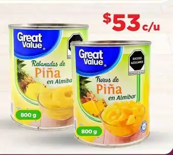 Bodega Aurrerá Great value piña en almibar (en rebanadas o en trozos) 800g oferta