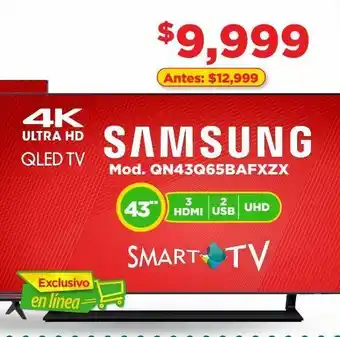 Bodega Aurrerá Pantalla samsung 43" smart tv mod qn43q65bafxzx oferta