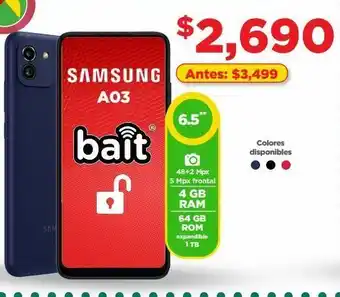 Bodega Aurrerá Samsung a03 4gb/64gb oferta