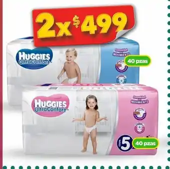 Pañales huggies ultra confort 40pzas x 2
