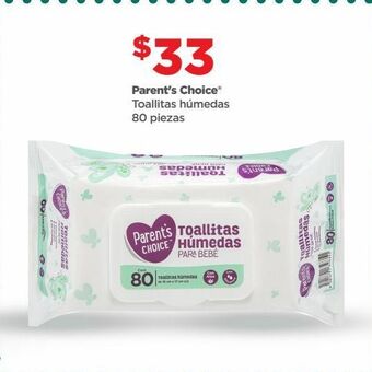 Toallitas húmedas para bebé parent's choice 80pzas