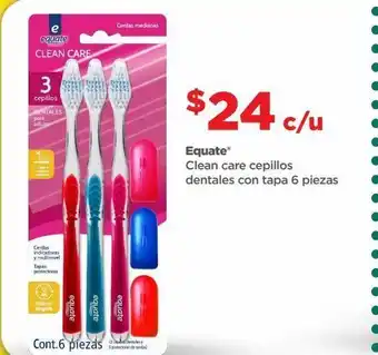 Bodega Aurrerá Cepillo dental equate clean care con tapa 6 pzas oferta