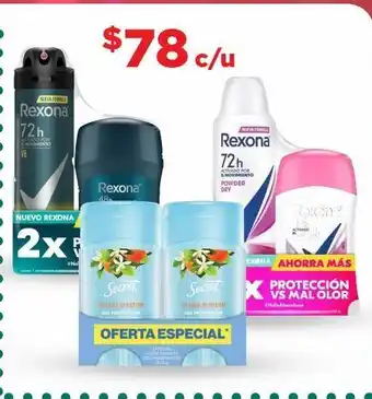 Bodega Aurrerá 2 pack desodorantes rexona o secret oferta