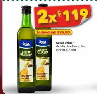 Bodega Aurrerá Great value aceite de oliva extra virgen 500 ml x 2 oferta