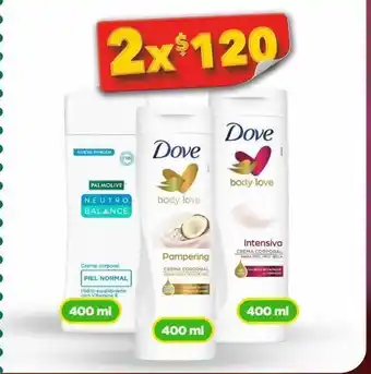 Bodega Aurrerá Crema corporal dove o neutro balance 400ml x 2 oferta
