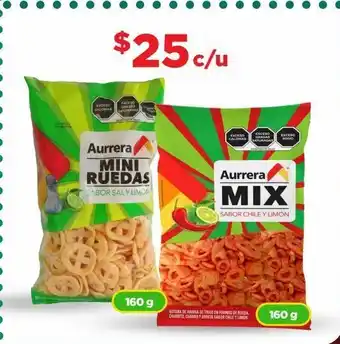 Bodega Aurrerá Botanas aurrera mini ruedas sal y limón o mix chile y limón 160g oferta