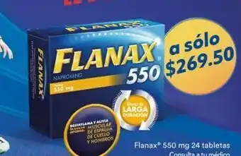 Farmacia San Pablo Flanax 550 mg desinflama y alivia dolor intenso muscular, de espalda, cuello y hombros 24 tableta oferta