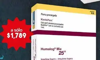 Humalog mix 25 kwikpen inyectable 25ui 5 plumas precargadas