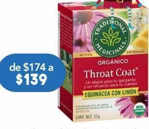 Farmacia San Pablo Traditional medicinals throat coat té orgánico de equinácea con limón oferta