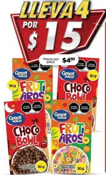Bodega Aurrerá Fruiti Aros 30g, Choco Bowl 30g oferta