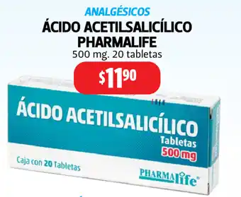 Farmacias Guadalajara Acido Acetilsalicílico Pharmalife 500mg. oferta