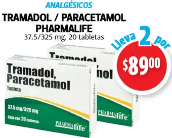 Farmacias Guadalajara Tramadol/ Paracetamol Pharmalife 37.5/325 mg. oferta