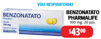 Farmacias Guadalajara Benzonatato Pharmalife 100mg oferta