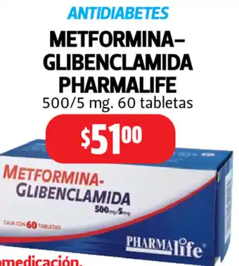 Farmacias Guadalajara Metformina-Glibenclamida Pharmalife 500/5mg oferta