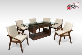Muebles Troncoso Antecomedor versalles nogal - sillas domani alpha latte oferta