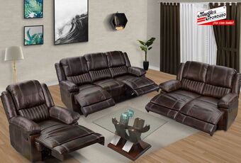 Muebles Troncoso Sala basa brown reclinables 3-2 oferta