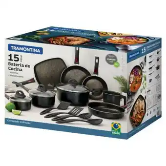Batería de cocina tramontina negra 15 pzas