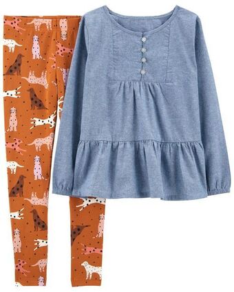 Conjunto de 2 piezas de blusa y pantalón de chambray carter's