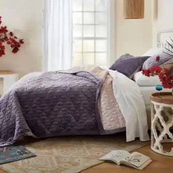 Bed Bath & Beyond Set de colcha matrimonial/queen de poliéster wild sage™ vanessa color morado oferta