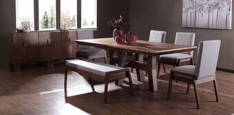 Muebles Dico Comedor rectangular kansas con 4 sillas y banca gris oferta
