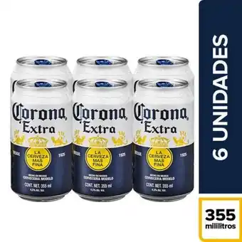 Soriana Híper Cerveza clara corona extra lata 6 pack 355 ml oferta