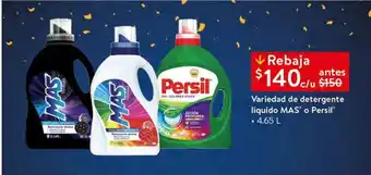 Walmart Variedad de detergente líquido mas o persil 4.65l oferta