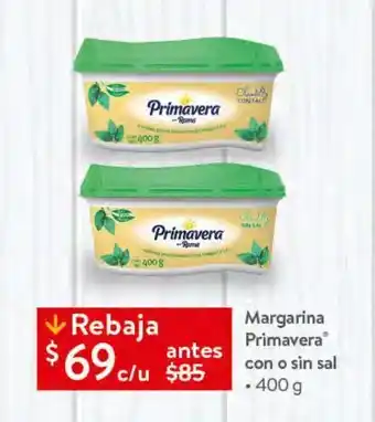 Walmart Margarina primavera con o sin sal 400g oferta