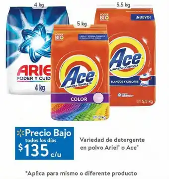 Walmart Variedad de detergente en polvo ariel oferta