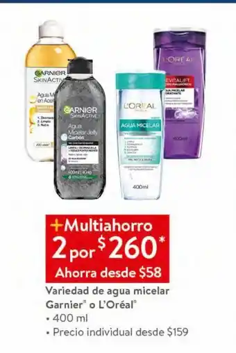 Walmart Agua micelar garnier o l'oréal oferta
