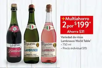 Variedad de vinos lambrusco world table 750ml