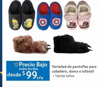 Walmart Variedad de pantuflas para caballero, dama o infantil oferta