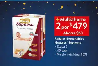 Walmart Pañales desechables huggies supreme etapa 2 40 pzas oferta