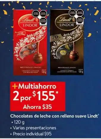 Walmart Chocolates de leche con relleno suave lindt 120g oferta