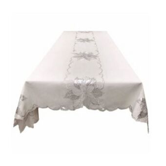 Mantel rectangular navideño de raso 220 cm