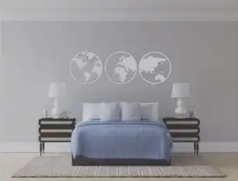 Muebles Dico Set de 3 figuras decorativas para pared mapa mundi plata oferta